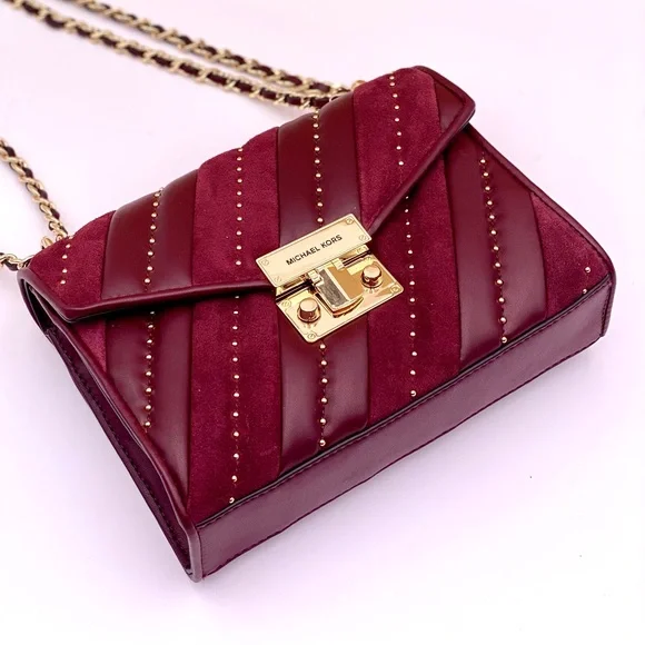 Michael Kors Rose Medium Flap Shoulder Bag Crossbody Merlot - Picture 6 of 14